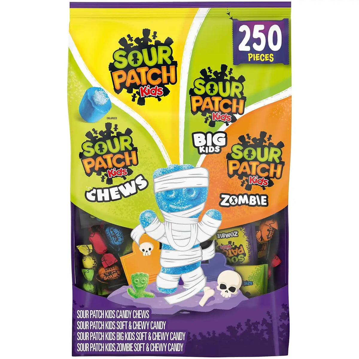 SOUR PATCH KIDS Soft & Chewy Halloween Candy Variety Pack, 250 Treat Bags