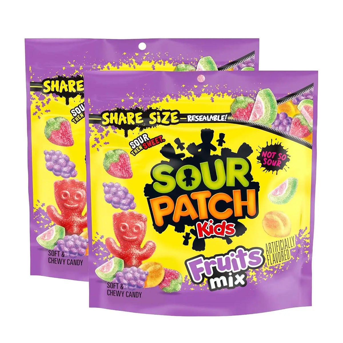 SOUR PATCH KIDS Fruits Mix Soft & Chewy Candy, Share Size, 11.03 oz (Pack of 2)