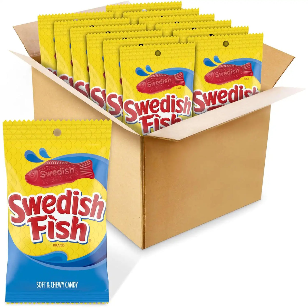 SWEDISH FISH Soft & Chewy Gummy Candy, Bulk Candy, 12 - 8 oz Bags