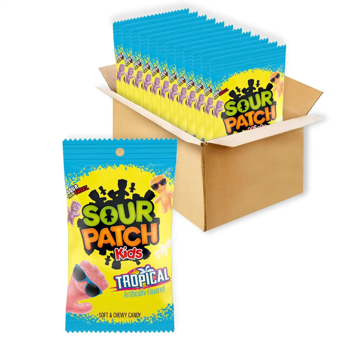 SOUR PATCH KIDS Tropical Soft & Chewy Gummy Candy, Bulk Candy, 12 Bags