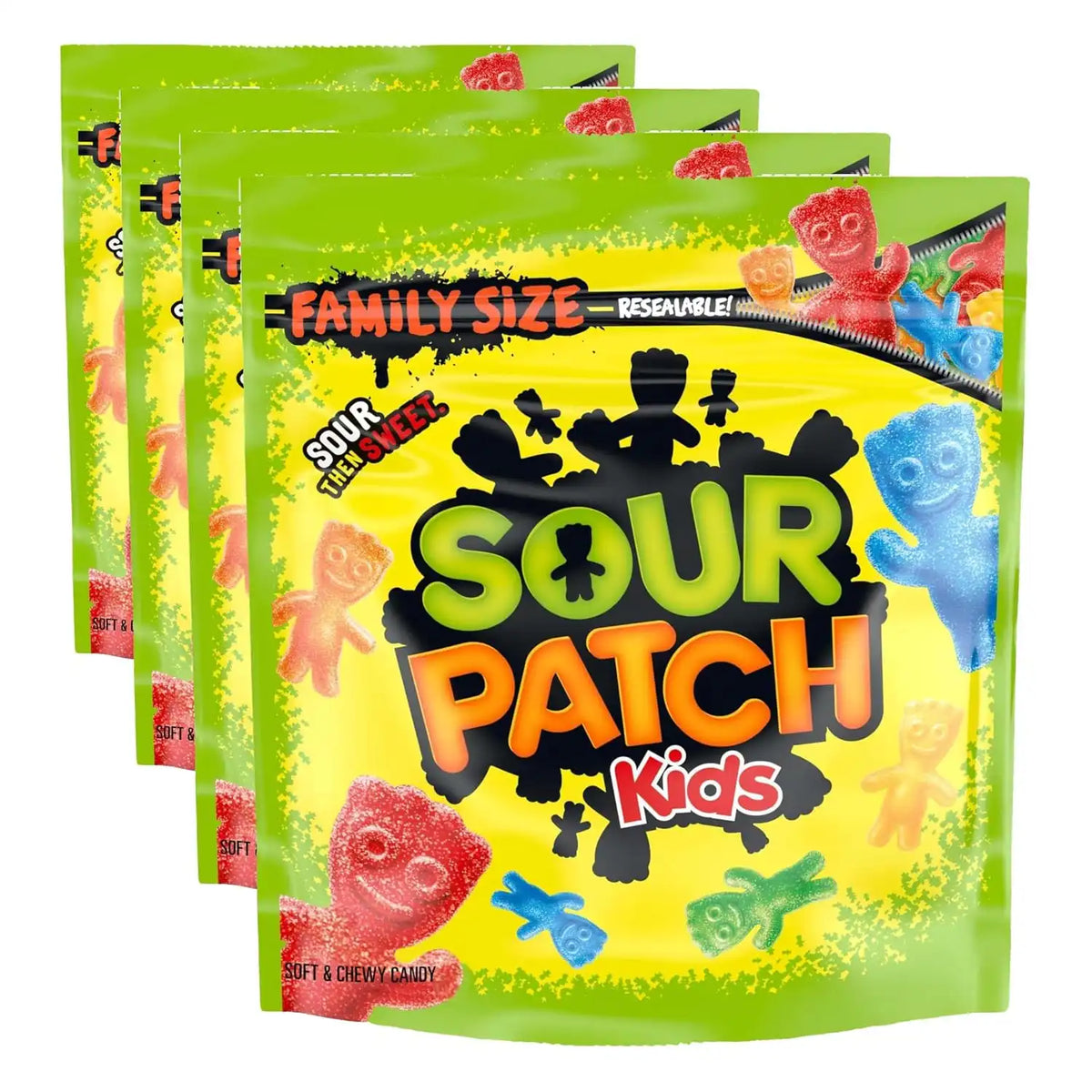 SOUR PATCH KIDS Soft & Chewy Gummy Candy, Family Size, Bulk Candy, 1.8 lb (Pack of 4)
