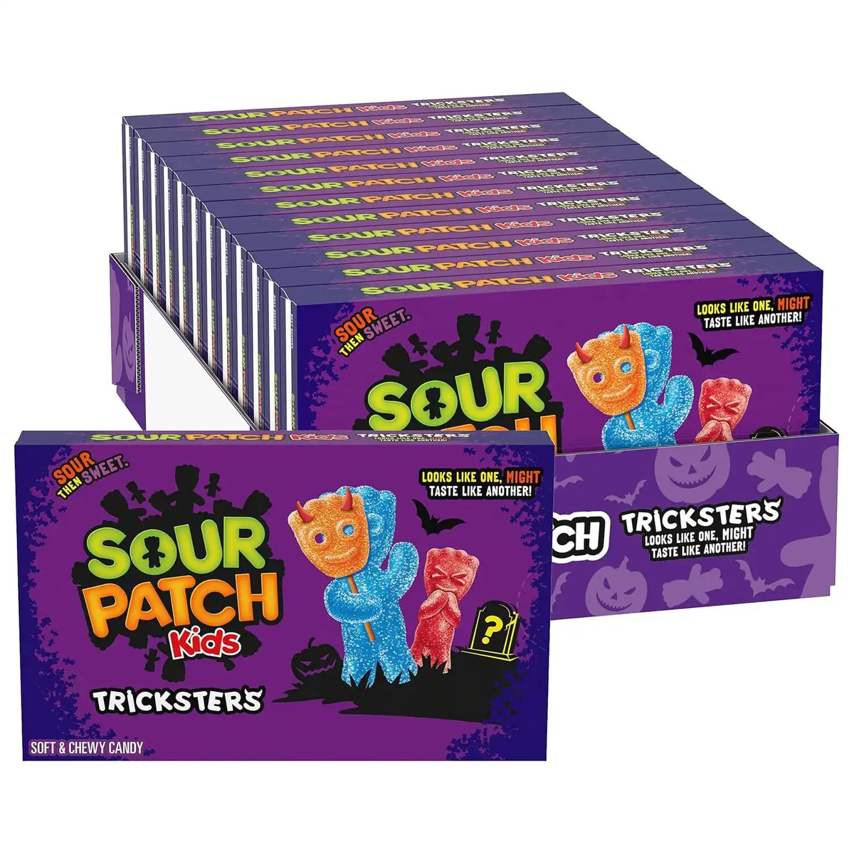 SOUR PATCH KIDS Tricksters Soft & Chewy Gummy Halloween Candy, 12 x 3.52 oz