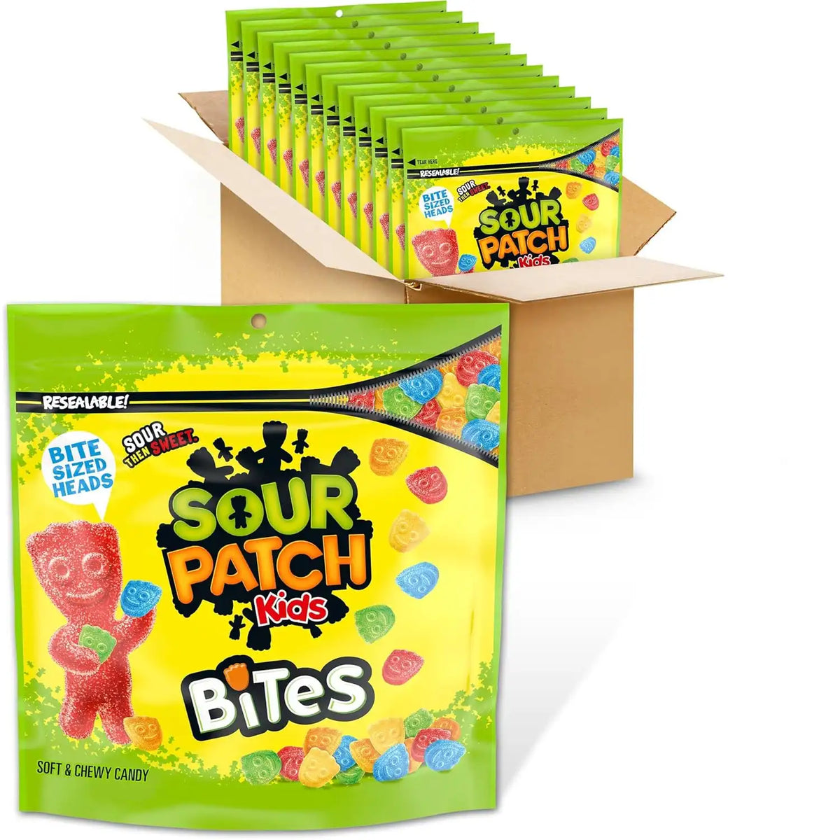 SOUR PATCH KIDS Bites Soft & Chewy Candy, Bulk Candy, 12-12 oz Bags