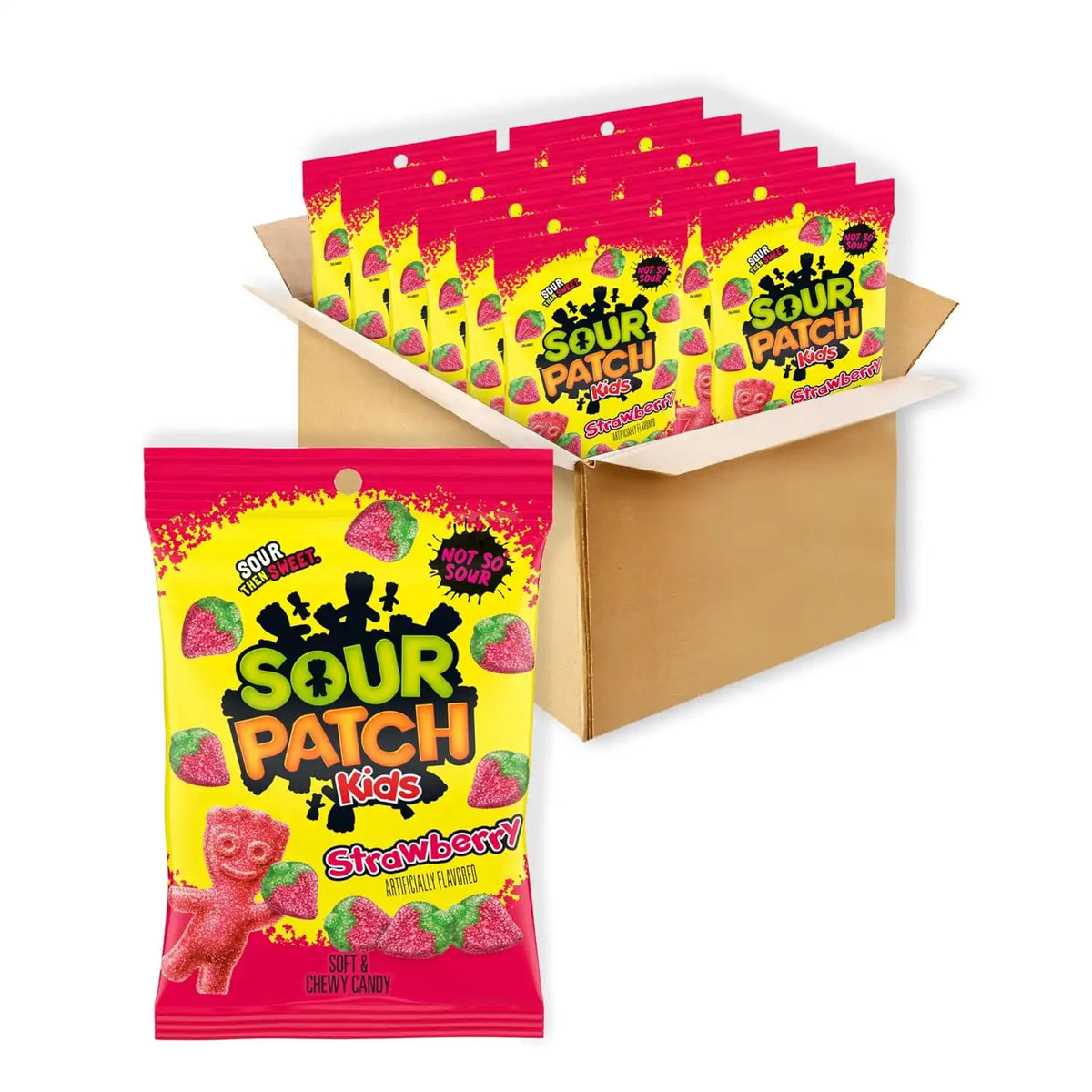 SOUR PATCH KIDS Strawberry Soft & Chewy Gummy Candy, Bulk Candy, 12 Bags
